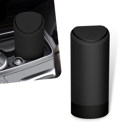 Eratus Pack-1 Car Trash Can, 6.2" x 2.5" Silicone Noiseless Environmentally Friendly Waterproof Storage Bin, Odor Isolation Detachable Cleanable Cup Holder Trash Can, Universal for Cars (Black)