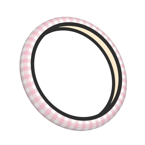 Thickened Elastic Steering Wheel Cover, Girly Pastel Pink Gingham Plaid Ultra, Soft, Breathable, Fit for Cars, SUVs, Trucks, Stylish Comfortable Grip - color: Girly Pastel Pink Gingham Plaid