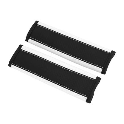 Black White Seat Belt Cover Pad Faux Leather 24cm Seatbelt Strap Cushion Shoulder Padding 2 Pcs - color: Black,White