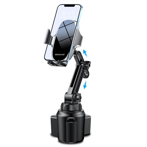 Miracase Cup Phone Holder for Car, [Upgraded Version] Adjustable Long Neck Car Cup Holder Phone Mount Cradle Friendly Compatible with iPhone Samsung Google and All Smartphones, Silver - color: Silver