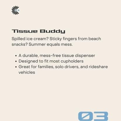 Cupholdbuddy Bamboo Car Cup Holder Tissues, 3-Ply Refillable Car Tissue Box, Plastic-Free & Non-Toxic, Fits Most Vehicle Cup Holders, Eco-Friendly, Pack of 4