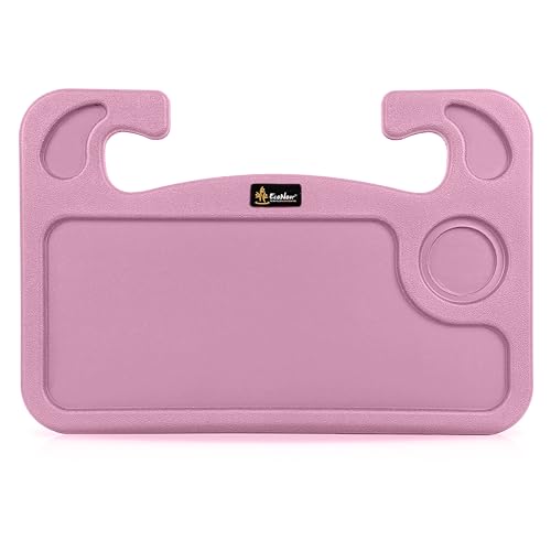 EcoNour 2 in 1 Car Steering Wheel Desk | Steering Wheel Tray for Laptop and Food | Pink Table Tray for Eating with Drinks Holder | Car Accessories - size: Medium-Pink