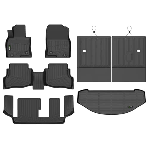 HAFIDI® Floor Mats & Cargo Liner & Seatback Cargo Set Fit for 2016-2023 Mazda CX9 (Only Fit 7 Passenger) All Weather Protection TPE Anti-Slip Car Full Set Floor Liners Custom Accessories - Black - style: 12) For CX9 7 Seats 2016-2023 Full Set