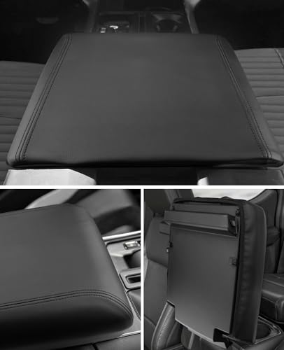 INTGET Center Console Cover for 2025 2026 Ford F150 Accessories Interior 2021 2022 2023 2024 Car Middle Arm Rest Armrest Lid Seat Cover Protector Elbow Cushion Pad(Black Stitches, 2021-2026)