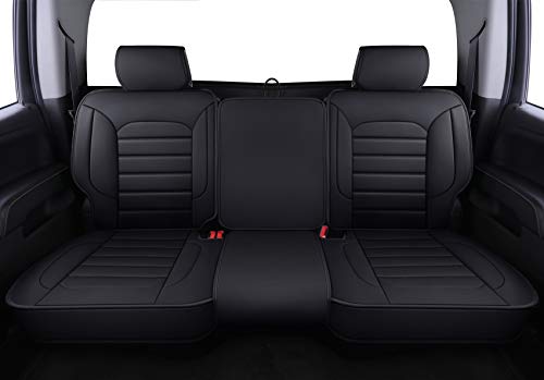 LUCKYMAN CLUB Rear Silverado Seat Covers Fit for 2007-2025 Chevy Silverado Sierra 1500 2500 3500 Crew,Double,Extended Cab with Water Proof Faux Leather (Black Rear Covers) - color: Black, size: Rear set