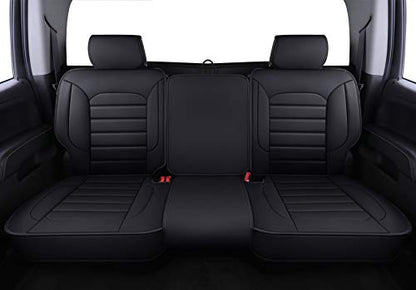 LUCKYMAN CLUB Rear Silverado Seat Covers Fit for 2007-2025 Chevy Silverado Sierra 1500 2500 3500 Crew,Double,Extended Cab with Water Proof Faux Leather (Black Rear Covers) - color: Black, size: Rear set