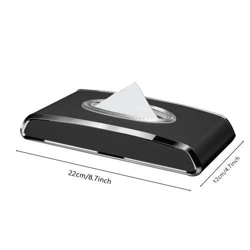 Faux Leather Car Tissue Holder for Interior, Multi-Function Tissue Box, Armrest & Back Seat Tissue Organizer, Sleek Kleenex Holder (Black Flat) - color: Black Flat