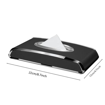 Faux Leather Car Tissue Holder for Interior, Multi-Function Tissue Box, Armrest & Back Seat Tissue Organizer, Sleek Kleenex Holder (Black Flat) - color: Black Flat
