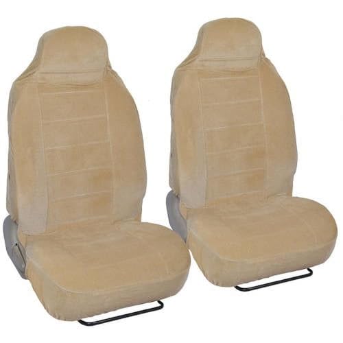 BDK Beige Full Cloth High Back Auto Seat Covers Encore Style 2 pc Premium