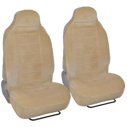 BDK Beige Full Cloth High Back Auto Seat Covers Encore Style 2 pc Premium
