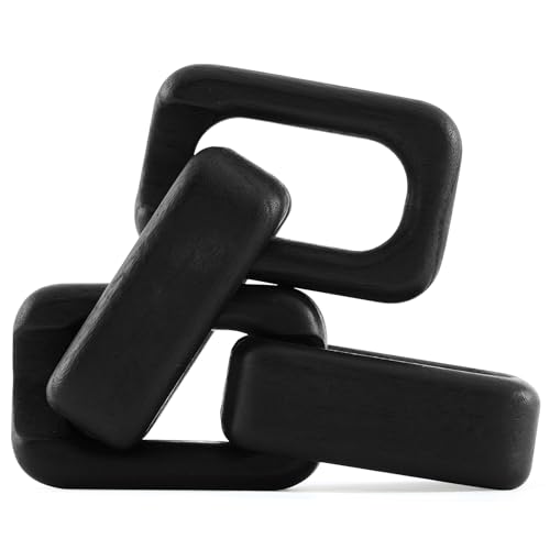 4 Link Wood Knot Decor - Modern Coffee Table Decoration Black Chain Decor Rustic Objects for Bookshelf Home Living Room Bedroom