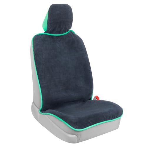 BDK UltraFit Waterproof Towel Seat Covers for Cars - 1 Piece Washable Cloth Car Seat Cover Towels Front Seats - Sweat Seats Protector for Gym, Swimming, Surfing, Running - Universal Fit for Most Cars - color: Mint Trim, size: 1 Piece Front Seat Cover