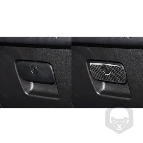 Real Carbon Fiber Car Co-Pilot Glove Box Handle Panel Cover Sticker Compatible with Jeep Wrangler JL JLU Gladiator JT 2018 2019 2020 2021 2022 2023 2024 Auto Interior Accessories - color: Black 22