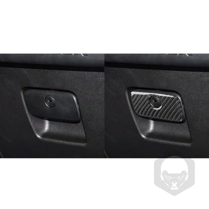 Real Carbon Fiber Car Co-Pilot Glove Box Handle Panel Cover Sticker Compatible with Jeep Wrangler JL JLU Gladiator JT 2018 2019 2020 2021 2022 2023 2024 Auto Interior Accessories - color: Black 22