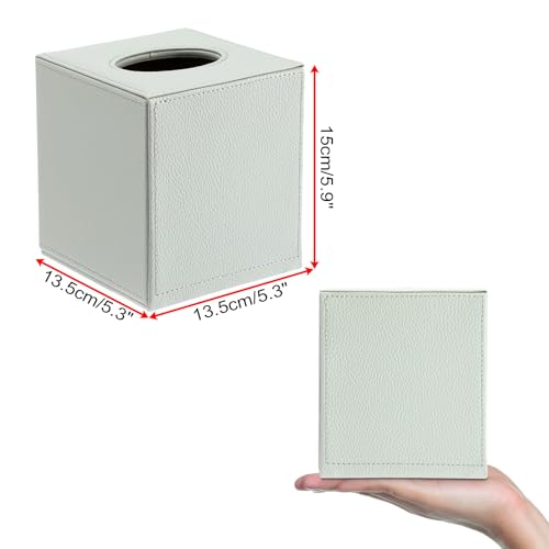 Sumnacon Tissue Box Cover Square Tissue Box Stylish PU Tissue Box Holder with Magnetic Bottom, Leather Cube Tissue Cover for Living Room Bathroom Bedroom Table Desk Home Office Car, Light Green - color: Green