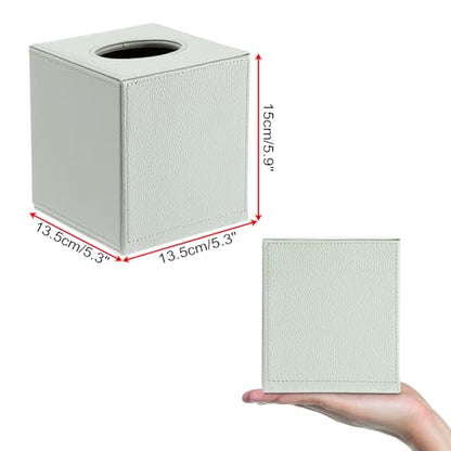 Sumnacon Tissue Box Cover Square Tissue Box Stylish PU Tissue Box Holder with Magnetic Bottom, Leather Cube Tissue Cover for Living Room Bathroom Bedroom Table Desk Home Office Car, Light Green - color: Green