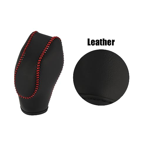X AUTOHAUX Car Faux Leather Gear Shift Knob Cover for Ford Focus Escape Fusion Fiesta Transit Van Red Line - color: Red