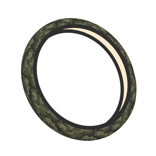 Military Camo Camouflage Black Brown Green Army Hunting Car Steering Wheel Cover,Non-Slip Elastic Neoprene-Sweat Car Accessories,Universal 15 Inch Fit Auto, Vans Trucks,Suvs, Truck - color: Military Camo Camouflage Black Brown Green