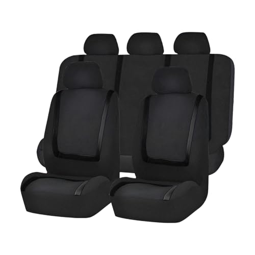 Car Seat Covers, Full Set Split Non-Slip Vehicle Front & Rear Seat Protector, Durable Comfortable Automotive Interior Chair Protective Cover, Universal for SUV Automobile Truck (Black) - color: Black, size: Full Set