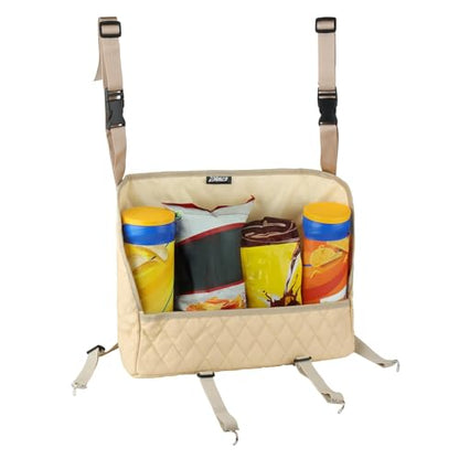 Car Organizers and Storage Purse Holder, Large Capacity Car Net Pocket Handbag Holder, Automotive Consoles & Backseat Organizer, Leather Back Seat Bag Between Car Front Seats, Beige - color: Beige