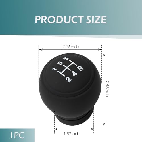 Car Gear Shift Knob Cover, 5 Speed Right Round Gear Shift Knob Covers, Silicone Anti Skid Protector, Universal Interior Accessories for Most Vehicles (Black)