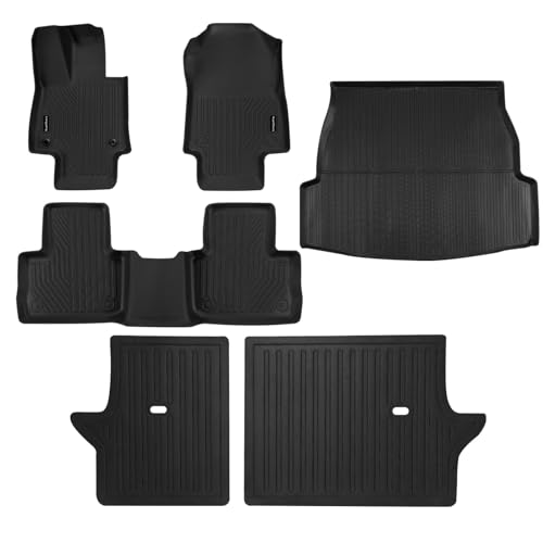 Custom Fit Floor Mats & Cargo Liner with Backrest Mats for 2019-2025 Toyota RAV4 / RAV4 Hybrid/Prime, All-Weather TPE Floor Liners Full Set, Odorless Waterproof RAV4 Accessories, Black - size: For Rav4 floor mats+cargo mats+backrest mats 6pcs