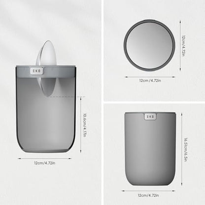EKO Mini Desk Trash Can with Swing-Top Lid 0.4 Gallon Small Table Round Wastebasket for Office, Home, Car (Grey) - color: Grey, size: Tabletop 1.5 Liters