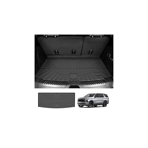 Cartist Cargo Liner for Chevy Tahoe/GMC Yukon 2021-2025 2026 (Not for Yukon XL), All Weather Cargo Mats for Tahoe Accessories, Heavy Duty TPE Behind The 3rd Row Trunk Mat, Car Accessories
