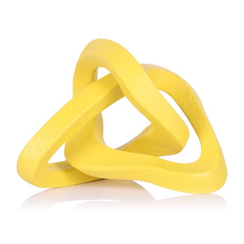 LCCCK Infinity Knot Sculpture Yellow Knot Decor Object, Abstract Knick Knacks Coffee Table Modern Statue, Yellow Sculpture for Home Living Room Table Ornaments and TV Stand Bookshelf Decorative - color: Yellow