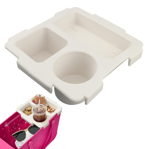 Topper Tray with Cup Holder for Bogg Bag X-Large, EVA Water-Resistant Organizer for Stan Cup, Phone & Snacks, Beach & Travel Accessory(COLOR:White) - color: White