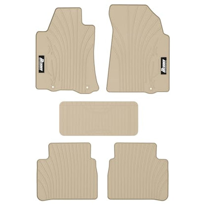 IKON MOTORSPORTS, Custom Fit Floor Mats Compatible with 2013-2018 Nissan Altima, Custom Fit Latex Rubber Heavy Duty All Weather Season Car Auto Front Rear Carpets Liner 5PC Beige
