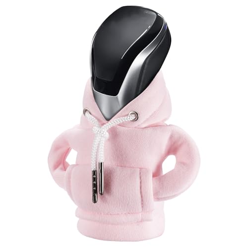 Gear Shift Hoodie, Universal Car Shift Knob Cover, Mini Hoodie for Car Shifter, Automotive Interior Cute Gadgets, Car Accessories and Decorations for Women - color: Pink