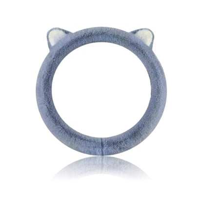 Car Steering Wheel Cover, Cute Steering Wheel Protector with Kitty Cat Ears,Fluffy Soft Plush for Winter Warm, Universal Fit 15 inches for Car,SUV, Elastic & Anti-Slip (Blue) - color: Blue