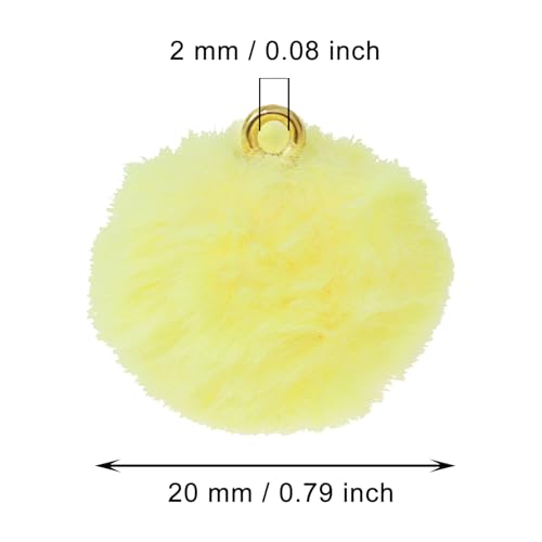 Tupalizy 50PCS Fluffy Pom Poms Charms Soft Fuzzy Faux Fur Puff Ball Pendant for Keychains Bracelets Earrings Jewelry Making Tassels Bags DIY Crafts Party Favors Gifts Accessories - color: Bright Yellow