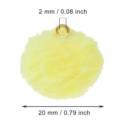 Tupalizy 50PCS Fluffy Pom Poms Charms Soft Fuzzy Faux Fur Puff Ball Pendant for Keychains Bracelets Earrings Jewelry Making Tassels Bags DIY Crafts Party Favors Gifts Accessories - color: Bright Yellow