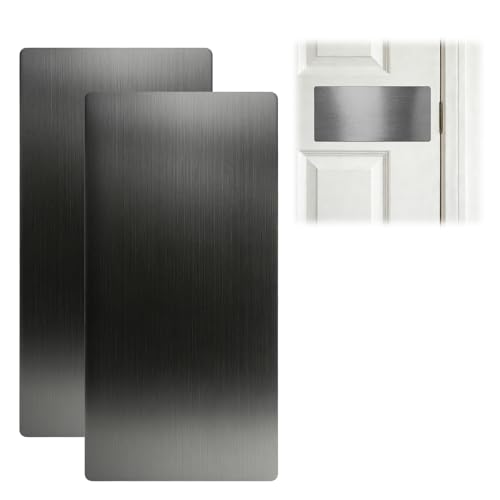Cat & Dog Door Protector from Scratching, Stainless Steel Self-Adhesive Kick Plate, Heavy Duty, Interior/Exterior Door Guard, Brushed Black - 8"×16" 2 Pack - color: Brushed Black, size: 8" x 16"