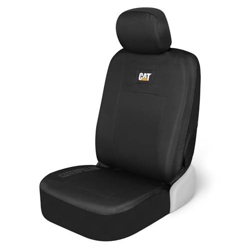 CAT DuraDrive Car Front Seat Cover – (1) pc, Black Oxford, Heavy Duty Protection, Semi-Universal Fit – Durable Water-Resistant Auto Seat Protector for Truck, SUV, Sedan – Easy Install & Washable - color: Black 1 Front