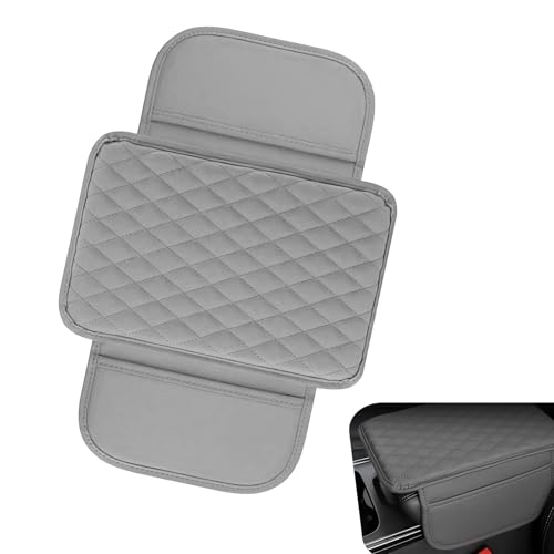 Car Center Console Cover, Leather Car Armrest Cover Cushion with 2 Storage Bags, Universal Auto Armrest Storage Box Interior Accessories for Most Vehicles(Gray) - color: gray