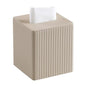 PU Leather Tissue Box Cover Square Tissue Box Holder with Magnetic Closure (Beige Fluted) - color: Beige Fluted