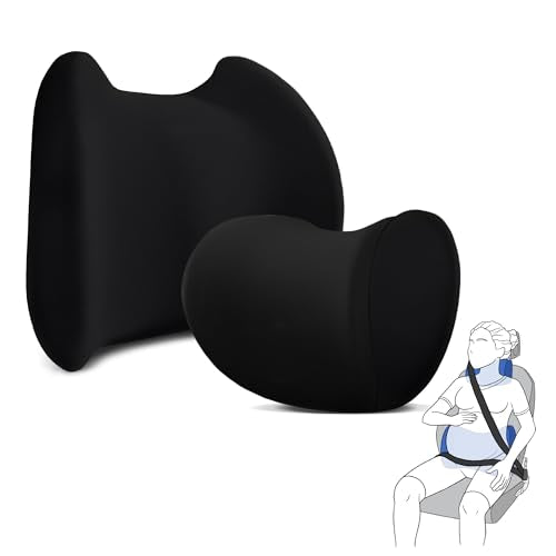 Lumbar & Neck Support Pillow Kit - Black - Back & Neck Support Pillow for Car & Office Chair - Memory Foam Pillow - Ergonomic Pillow for Neck & Back Pain - color: Black
