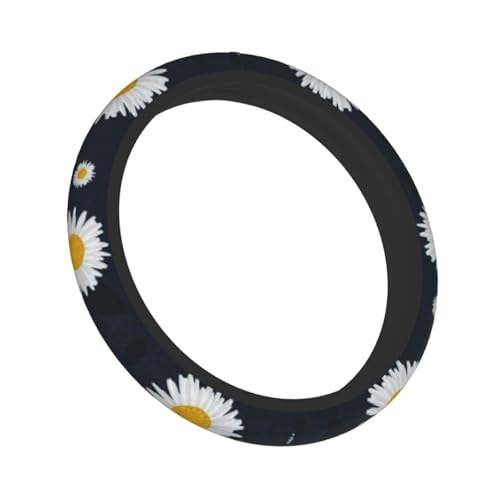 Sunflower Daisy Floral Steering Wheel Cover,Warm in Winter and Cool in Summer,15 in Universal Accessory for Diverse Car Fashion Elastic Breathable Silicone Anti-Slip Decor Cover for Men Women - color: Sunflower Daisy Floral