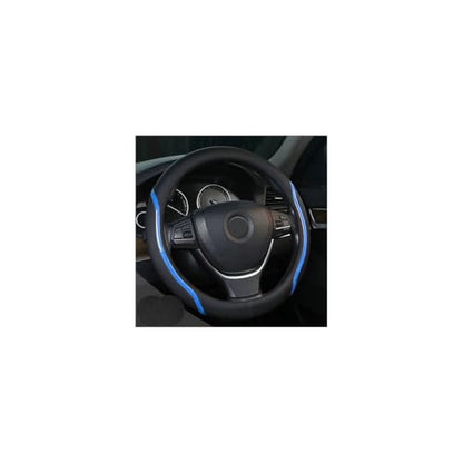 Steering Wheel Cover Blue, Carbon Fiber Car Steering Wheel Covers with Coasters Universal 14.5-15 inch Leather Microfiber Breathable Anti-Slip Steering Wheel Accessories Set - color: Blue, size: Medium