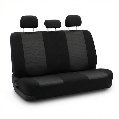 FH Group Universal Car Seat Covers Rear Set for SUV Truck Sedan Vans | 3D Textured Breathable Fabric Seat Cover Set with Airbag Compatible Split Bench Protector Interior Upgrade - Black - color: Black, size: Rear Set