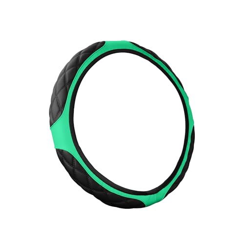 15 Inch Car Leather Steering Wheel Cover, Automotive Accessories Elastic Breathable Anti-Slip Soft Wheel Protector Fits Men and Women, Suitable for SUVs, Trucks, Vehicles and RVs (Green) - color: Green