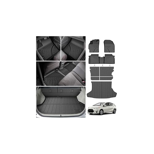 Cartist Floor Mats for Toyota Prius 2010-2015 (Not fit Plug in, V or C), All Weather Cargo Liner for Prius Accessories, Heavy Duty TPE Cargo Mats, Car Accessories - size: 1)Toyota Prius 10-15 Full Set