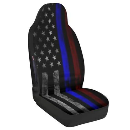 2 Piece Car Seat Covers Front Seat Only, American Flag Printed Front Auto Seat Cover Waterproof, All Weather Car Front Seat Cover Airbag Compatible, Universal Fit for Cars Truck SUV Sedan - color: American Flag - Black and Blue