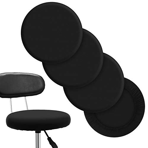 Tatuo Round Bar Stool Seat Covers Washable Stool Cushion Slipcover Elastic Bar Chair Covers for 14-17 Inch Chair (Black,4 Pieces) - color: Black
