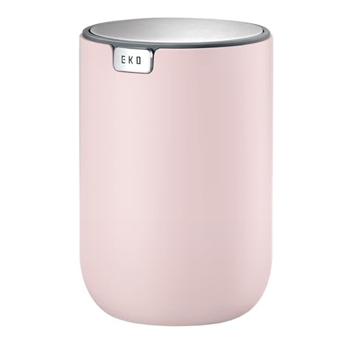 EKO Fandy 0.4 Gal/1.5L Mini Tabletop Trash Bin with Swing-Lid, Desktop Trash Can for Bathroom Countertop, Vanity, Coffee or Office, Small Garbage Bin (Pink) - color: Pink, size: Tabletop 1.5 Liters
