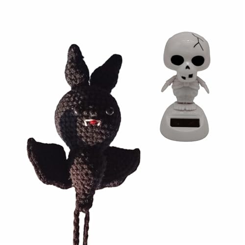 Quirky Bat Car Hanging Charm and Solar Powered Fashionable Car Decorative - Handcrafted Halloween Ghost Face Decoration, Perfect for Halloween and Car Lovers (Type 5) - size: type 5
