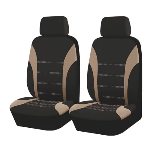 ZIMISI 2PCS Car Front Seat Covers, Comfortable Breathable Automotive Seat Covers with Removable Headrest Cover, Sporty Car Seat Protector Cushion for Cars, Trucks, SUVs (Beige) - color: Beige